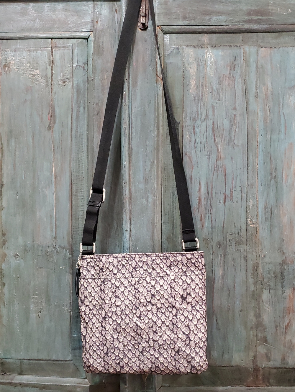 Coach Gray and Black Snake-Print Nylon Crossbody Bag, NWOT - Picture 5 of 13